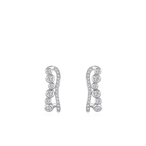 Elegante 925 Sterlingsilber Wellen-Ohrstecker Für Damen Mit Zirkonia Minimalistische S-Form Geometrische Ohrringe Schmuck