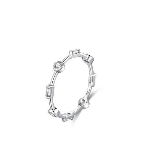 S925 Sterling Zilveren Geometrische Ring Voor Dames Minimalistische Zirconia Ingelegde Stapelbare Vingerring Mode Lichte Luxe Sieraden