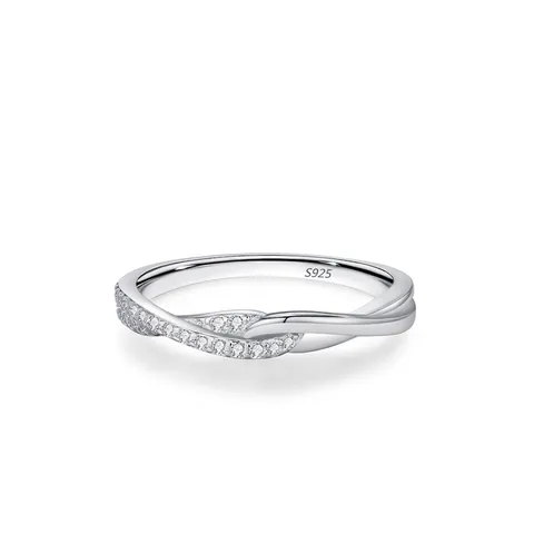 S925 Sterlingsilber Gekreuzter Möbius Ring Für Damen Leichter Luxus Nischen Design Zirkonia Eingelegt Pendler Zeigefingerring