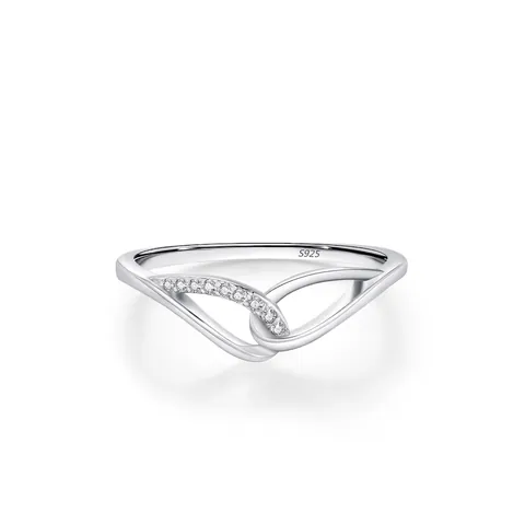 S925 Sterling Silver Angel Wings Mobius Ring For Women Inlaid Zirconia Minimalist Adjustable Finger Ring Fashion Jewelry