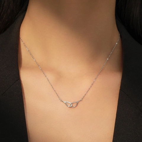 925 Sterlingsilber Engelsflügel Ineinandergreifende Halskette Zirkonia Mobius Kette Für Damen Schmuck Geschenk