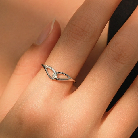 S925 Sterling Silver Angel Wings Mobius Ring For Women Inlaid Zirconia Minimalist Adjustable Finger Ring Fashion Jewelry