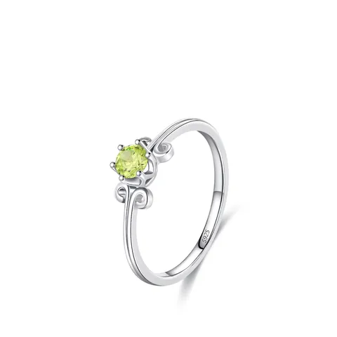 925 Sterling Silver Light Green Zirconia Ring For Women Vintage Scroll Pattern Minimalist Jewelry Finger Ring Gift