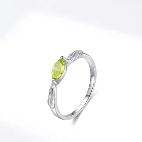 925 Sterlingsilber Marquise-Schliff Grüner Zirkonia Blatt Ring Für Damen Personalisierter Minimalistischer Natur-Stil Fingerring Schmuck Geschenk