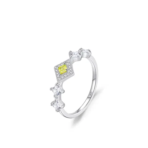 S925 Sterlingsilber Apfelgrün Quadratisch Zirkonia Kronenring Für Damen Eleganter Geometrischer Halo Fingerring Schmuck Geschenk
