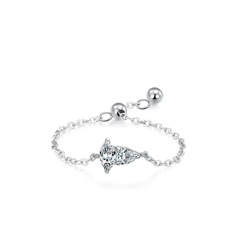 S925 Sterling Silber Verstellbarer Kettenring Mit Birnen Marquise Schliff Zirkonia Geometrischer Minimalistischer Weicher Fingerring Für Damen Schmuck