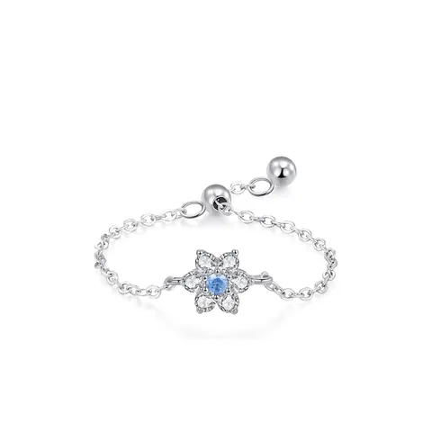 925 Sterling Silver Plum Blossom Adjustable Chain Ring For Women With Zirconia Vintage Chinese Style Fine Jewelry Gift