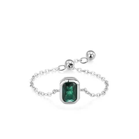925 Sterlingsilber Smaragd Zirkonia Weiche Kette Ring Vintage Verstellbar Stapelbar Fingerring Für Damen Bestie Schmuck