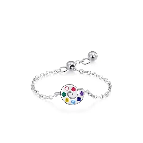 925 Sterling Zilver Verstelbare Ketting Ring Kleurrijke Zirconia Slak Bohemian Mode Wijsvinger Ring Voor Vrouwen Sieraden