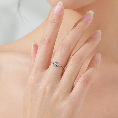 925 Sterling Zilver Verstelbare Ketting Ring Kleurrijke Zirconia Slak Bohemian Mode Wijsvinger Ring Voor Vrouwen Sieraden