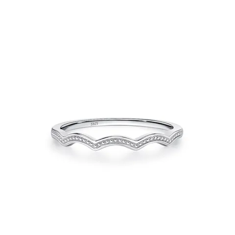 Anello Minimalista in Argento Sterling 925 a Onda per Donna Retrò Strass Perlato Sottile Anello Impilabile Gioiello Delicato