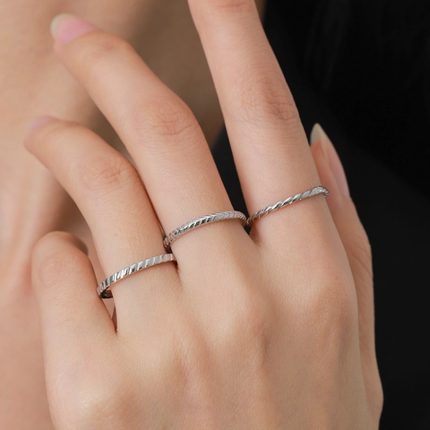 S925 Sterling Silver Twisted Rope Ring For Women Minimalist Stackable Finger Ring Electroplated Silver Twist Design Jewelry