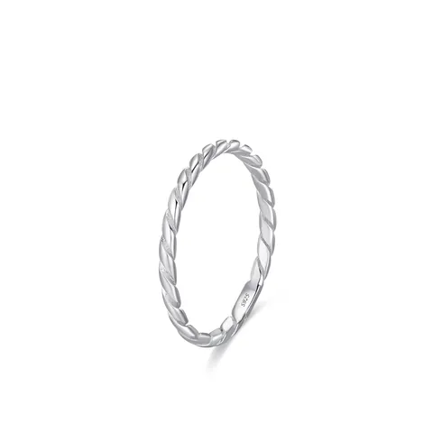 S925 Sterling Silver Twisted Rope Ring For Women Minimalist Stackable Finger Ring Electroplated Silver Twist Design Jewelry