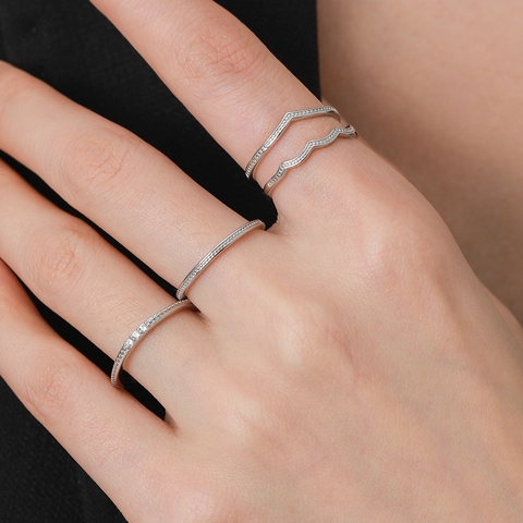 925 Sterling Zilver V-Vorm Ring Voor Vrouwen Minimalistisch Chevron Stapelbare Ring Met Zirconia Sieraden Cadeau