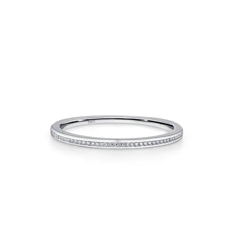 Anillo de Plata de Ley 925 Vintage Minimalista Con Textura de Cuentas Mujer Apilable Estilo Frío Diamante de Imitación Joyería