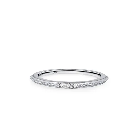925 Sterlingsilber Minimalistischer Ring Für Damen Stapelbarer Bandring Zirkonia-Einlage Vintage Milgrain Mattierte Textur Schmuck