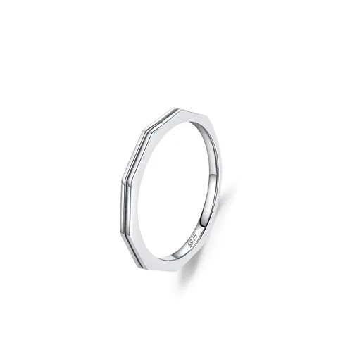Minimalist 925 Sterling Silver Geometry Octagon Band Ring For Women Elegant Cold Style Geometric Cut Plain Finger Jewelry Gift