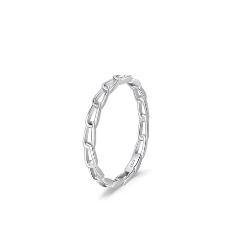 925 Sterlingsilber Minimalistisch Hohl Geometrisch Oval Gliederkette Ring Für Damen Mode Ins Stil Stapelbar Finger Schmuck