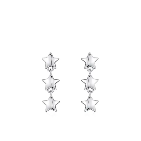 925 Sterling Silver Triple Star Drop Stud Earrings Minimalist Geometric Pentagram Dangle Ear Jewelry For Women Daily Gift