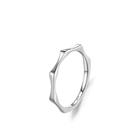 Anello in Argento Sterling 925 a Nodo di Bambù per Donna Minimalista Elegante Moda Pendolare Anello da Dito Semplice Gioielli Regalo