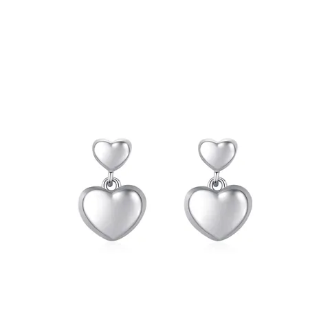 Minimalistische S925 Sterlingsilber Herz Ohrstecker Zierliche Doppelte Pfirsichherz Poliertes Design Für Damen Süßer Schmuck