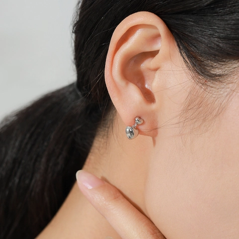 Minimalistische S925 Sterlingsilber Herz Ohrstecker Zierliche Doppelte Pfirsichherz Poliertes Design Für Damen Süßer Schmuck