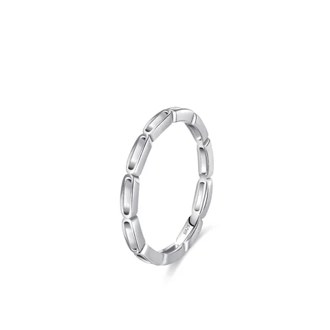 S925 Sterling Silver Chain Link Ring For Women Minimalist Hollow Open Band Stackable Finger Ring Fashion Jewelry Gift