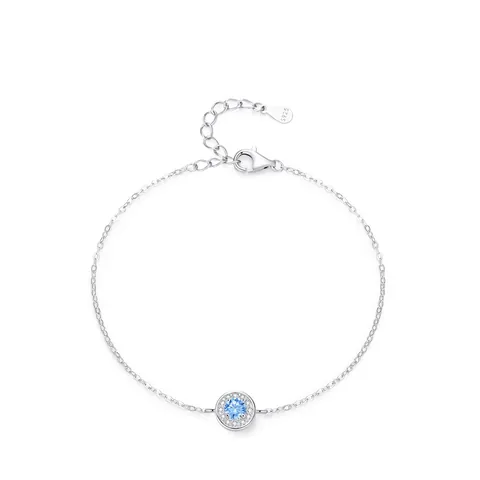 Bracciale S925 in Argento Sterling Cuore Dell'Oceano Zirconia Blu Per Donna Moda Lusso Leggero Bracciale a Catena Regolabile Gioielli Regalo