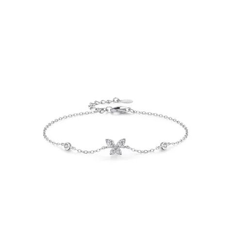 Élégant Bracelet Papillon en Argent Sterling 925 pour Femme Zirconia Incrusté Chaîne en Argent Réglable Bijoux Cadeau