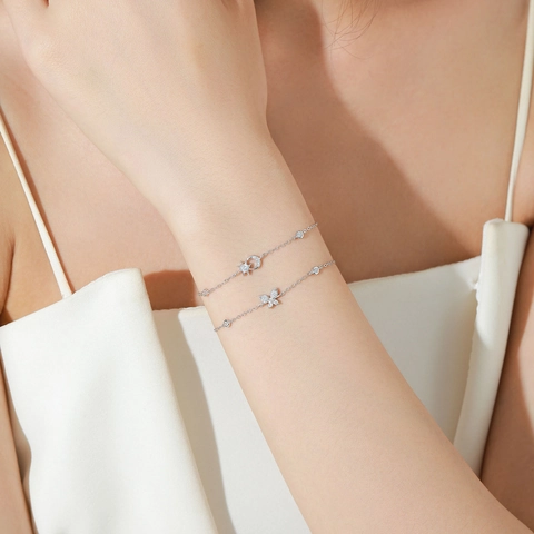 S925 Sterling Silver Sun Moon Star Bracelet For Women Romantic Inlaid Zirconia Link Chain Adjustable INS Style Jewelry