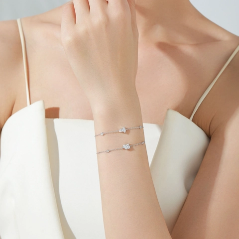 925 Sterlingsilber Geometrisches Zirkonia Eingelegtes Armband Minimalistischer Koreanischer Stil Feine Kette Handschmuck Für Damen Mode Geschenk