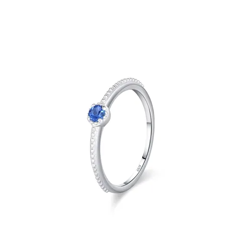 Anello in Argento Sterling S925 con Zirconia Blu Vintage Milgrain con Perline Anello di Fidanzamento per Donna Gioielli Regalo