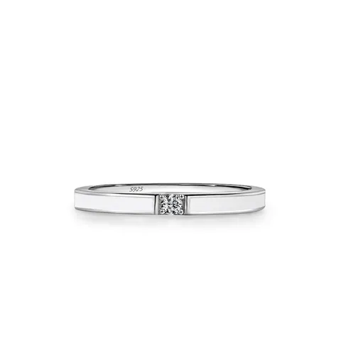 925 Sterlingsilber Weiß Emaille Ring Für Damen Minimalistisch Zirkonia Eingelegt Stapelbar Mode Ring Elegant Schmuck Geschenk