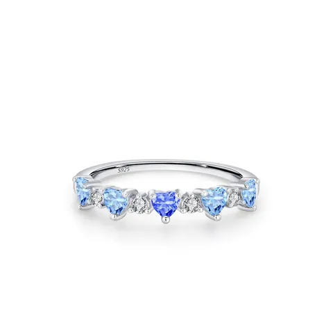 925 Sterlingsilber Herz Ring Für Damen Ozeanblau Zirkonia Eingelegt Romantisches Ozeanherz High End Fashion Fingerring Schmuck
