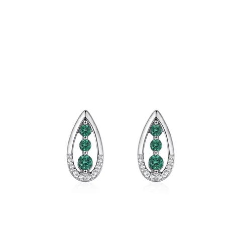 925 Sterling Silver Vintage Green Zirconia Stud Earrings For Women Water Drop Inlaid Crystal Elegant New Chinese Jewelry