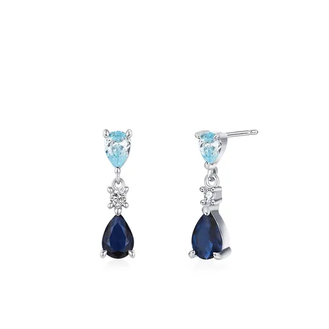 Orecchini Pendenti in Argento Sterling 925 Vintage Blu Sfumato a Goccia con Zirconia per Donna Eleganti Gioielli Minimalisti