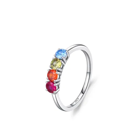 S925 Sterlingsilber Bunt Zirkonia Reihe Ring Für Damen Minimalistisch Geometrisch Regenbogen Mode Fingerring Schmuck Geschenk