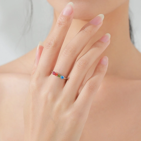 S925 Sterlingsilber Bunt Zirkonia Reihe Ring Für Damen Minimalistisch Geometrisch Regenbogen Mode Fingerring Schmuck Geschenk