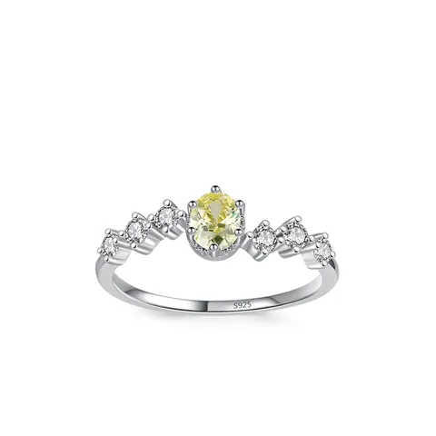 S925 Sterling Silver Oval Olive Green Zirconia Ring For Women Luxury Geometric Fashion Jewelry Finger Ring Accessory Gift