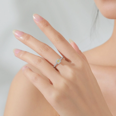 Anello in Argento Sterling 925 con Zirconia Design Geometrico Pietre Preziose Colorate Gioiello Donna di Lusso Moda per Feste Quotidiane