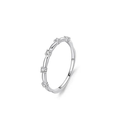 925 Sterling Silver Dotted Star Zirconia Ring For Women Minimalist Geometric Round Tiny Stone Sparkling Finger Ring Jewelry
