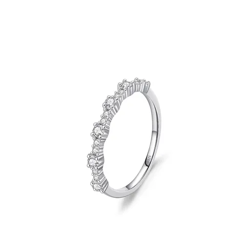 Minimalist 925 Sterling Silver Wavy Zirconia Ring Elegant Thin Bubble Design Finger Ring Jewelry For Women Daily Fashion Accessories