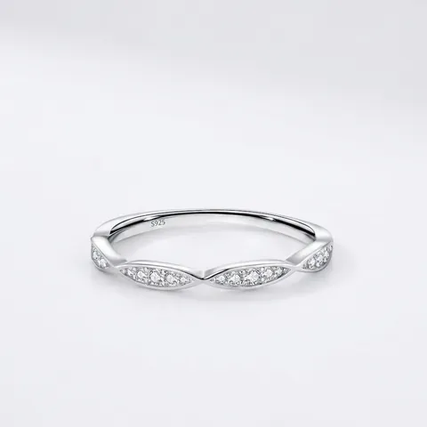 Anello Minimalista in Argento Sterling 925 con Design Geometrico Intrecciato e Zirconia per Donna Gioielli Regolabili