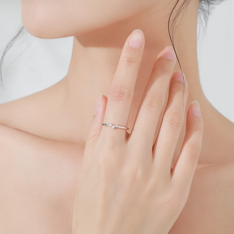 925 Sterling Silver Minimalist Ring For Women Zirconia Inlaid V-Shape Geometric Finger Ring Fashion Commuting Jewelry Gift