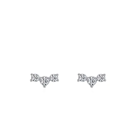 Pendientes de Botón de Plata de Ley 925 Circonia para Mujer Minimalista Lindo Forma de Caramelo Mini Barra Curva Joyería Brillante Regalo