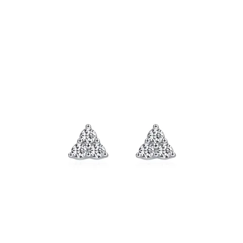 925 Sterling Silver Triangle Stud Earrings Minimalist Geometric Design Inlaid Zirconia Small Ear Jewelry For Women Gift