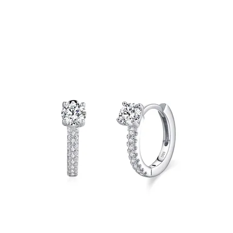Orecchini a Cerchio in Argento Sterling S925 per Donna Minimalista Tondo Zirconia Intarsiato Pave Gioielli di Moda Regalo