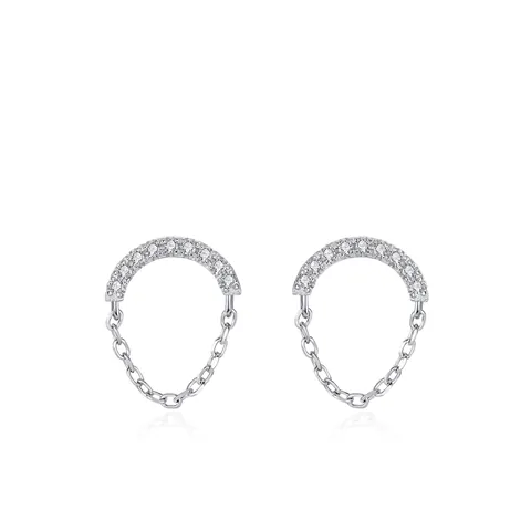 925 Sterlingsilber Geometrische Zirkonia Ohrstecker Elegante Vintage Kettenantreibe Kreis Ohrringe Für Damen Modeschmuck