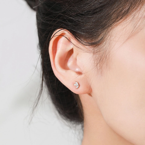 925 Sterlingsilber Asymmetrische Blatt Ohrstecker Für Damen Exquisite Zirkonia Eingelegte Blattzweig Ohrringe Personalisierter Schmuck