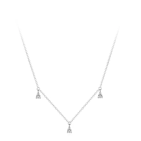 S925 Sterling Silver Water Drop Pendant Necklace For Women Zirconia Drop Stones Simple Elegant Clavicle Chain Jewelry Gift